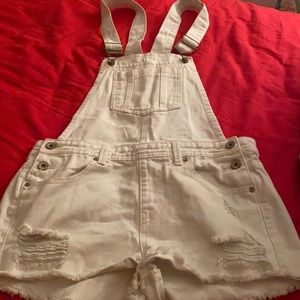 White Forever21 over alls, jean material, Size M